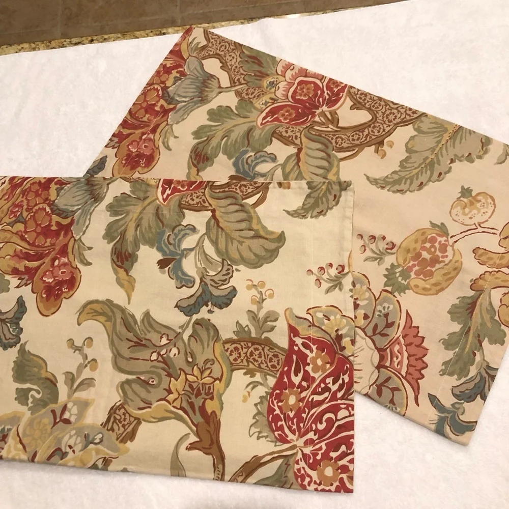 Pottery Barn Floral Standard Pillow Shams Set of Two, Tan with Floral Print, EUC
